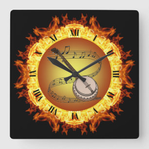 Banjo Fire Creation # 3 Quadratische Wanduhr