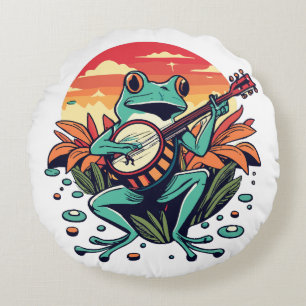 Banjo Frog Rundes Kissen