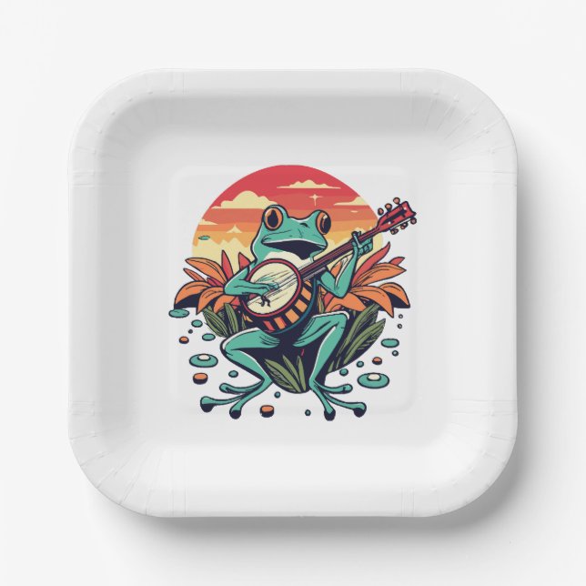 Banjo-Frosch Pappteller (Vorderseite)