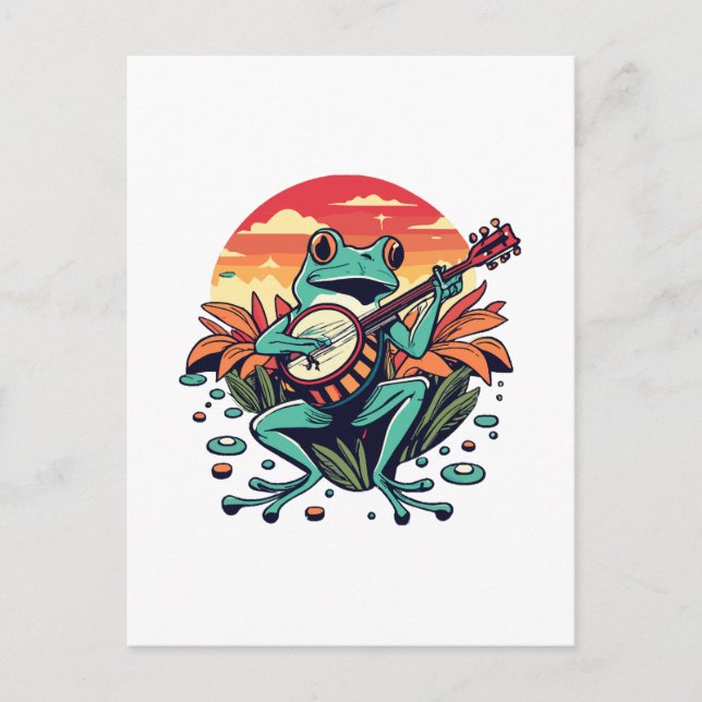 Banjo-Frosch Postkarte (Vorderseite)