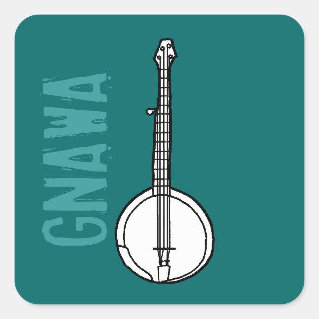 Banjo Gnawa Quadratischer Aufkleber (Vorderseite)