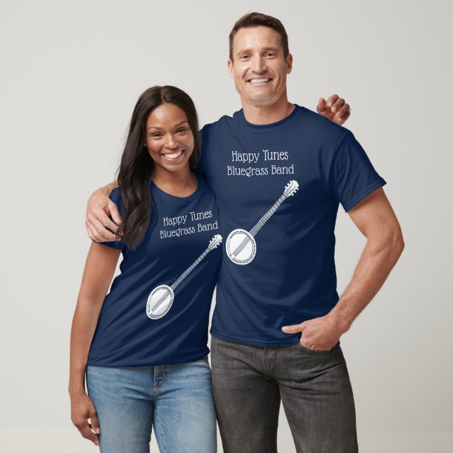 Banjo Graphic Bluegrass Themed Custom Text T-Shirt (Unisex)