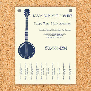 Banjo Lessons Music Teacher Tee Off Strips Flyer