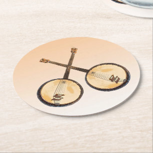Banjo Music Instruments Paper-Untersetzer Runder Pappuntersetzer
