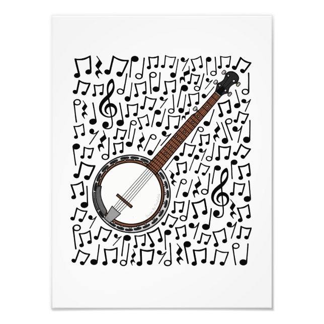 Banjo Musical Notes Banjoist Folksmusiker Fotodruck (Vorne)