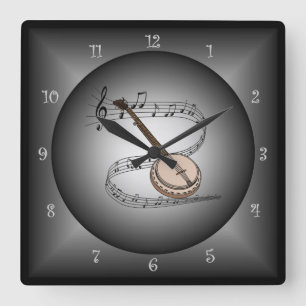 Banjo ~ musikalisches Kugel ~ Musikinstrument Quadratische Wanduhr