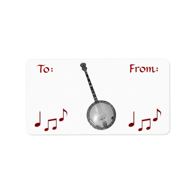Banjo & Notes-Sticker Adressaufkleber (Vorne)