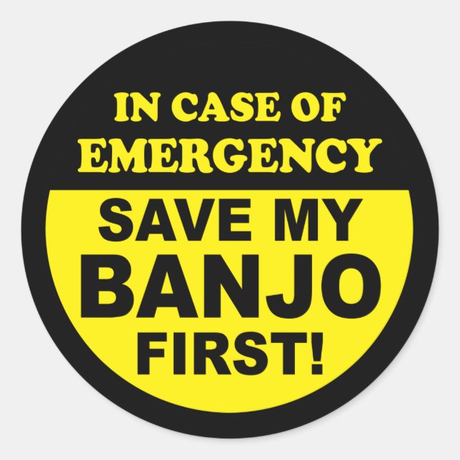 Banjo-Notfall Runder Aufkleber (Vorderseite)