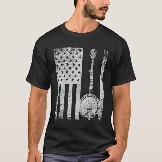 Banjo-patriotischer amerikanische T-Shirt (Vorderseite)