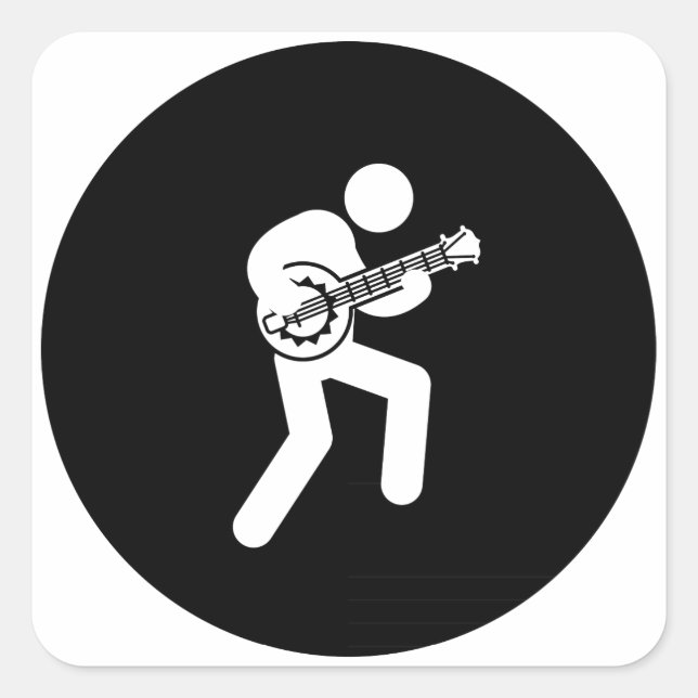 Banjo Player Quadratischer Aufkleber (Vorderseite)