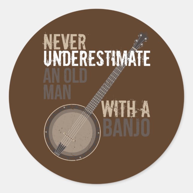 Banjo Player Sting Musikanlage Lover Runder Aufkleber (Vorderseite)