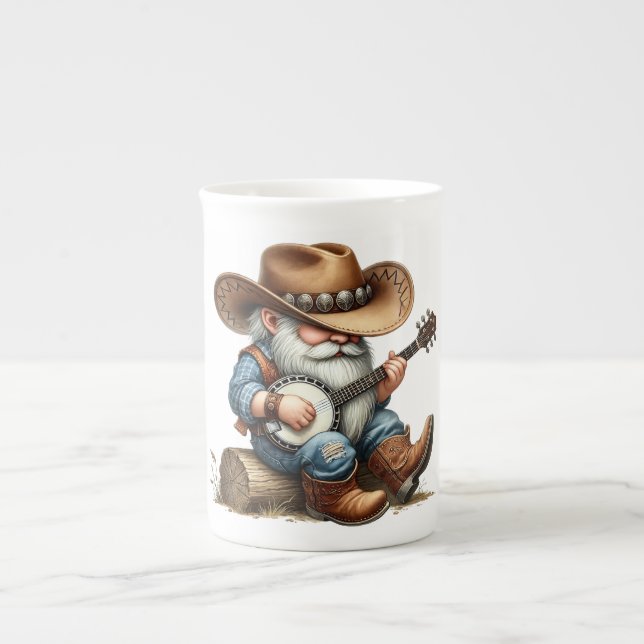Banjo Playing Cowboy Gnome Tasse (Vorderseite)