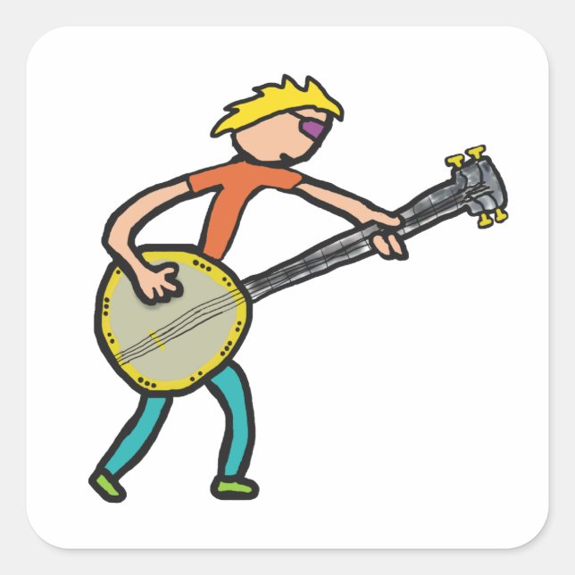 Banjo Quadratischer Aufkleber (Vorderseite)