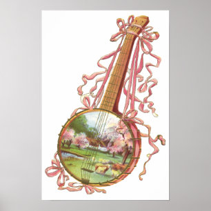 Banjo Ribbons Poster