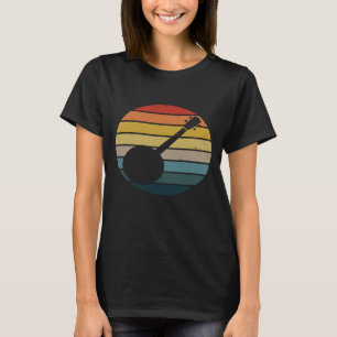 Banjo-Silhouette auf einem bedrückten Retro-Sonnen T-Shirt