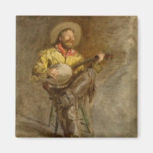Banjo spielender Ranchero singender Cowboy im alte Magnet