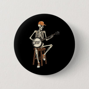 Banjo-Spieler-Skelett Halloween Lustige Männer Jun Button