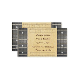 Banjo Strings Fretboard Sheet Cartes de visite de 
