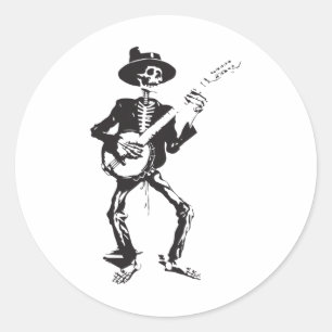 Banjo Tancing Skeletts Festival Moon and Stars Runder Aufkleber