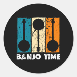Banjo Time Bluegrass Banjo Player Runder Aufkleber