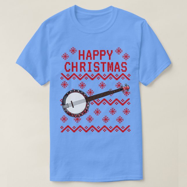 Banjo Ugly Christmas Banjoist Folk Musiker T-Shirt (Design vorne)