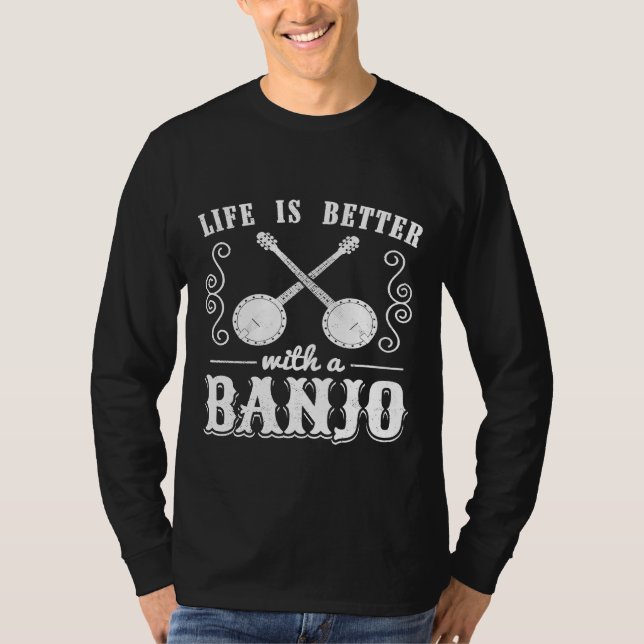 Banjo Ukulele Leben besser mit Banjo T-Shirt (Vorderseite)
