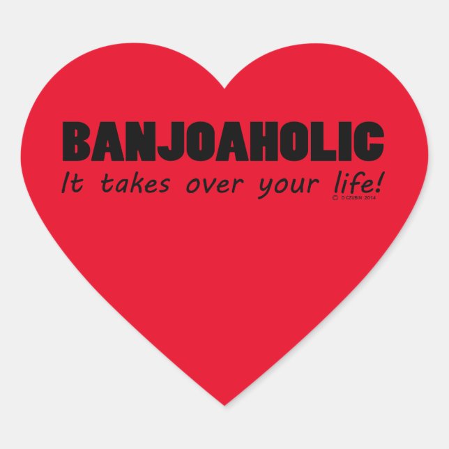 Banjoaholic Life Heart Sticker (Vorderseite)