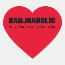 Banjoaholic Life Heart Sticker