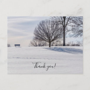 Bank auf schneebedecktem Hügel Danke Postkarte