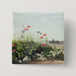 Bank der Sommer-Blumen Button