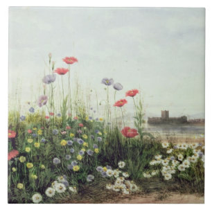 Bank der Sommer-Blumen Fliese