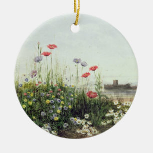 Bank der Sommer-Blumen Keramikornament