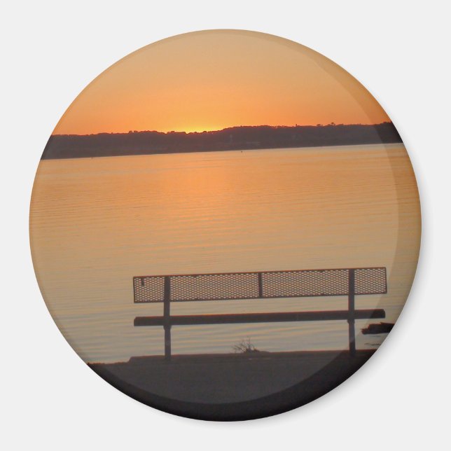 Bank mit Blick auf den Friedlichen Sonnenuntergang Magnet (Vorne)