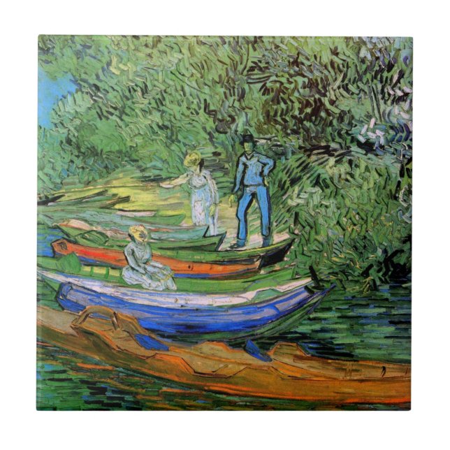 Bank of the Oise in Auvers von Vincent van Gogh Fliese (Vorderseite)