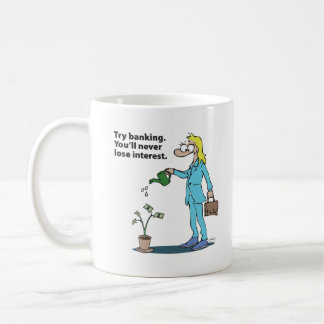 Bankangestellte Frau Kaffeetasse
