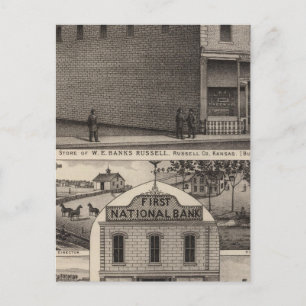 Banken Hardware, Russell Bank, Kansas Postkarte