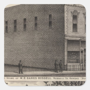 Banken Hardware, Russell Bank, Kansas Quadratischer Aufkleber