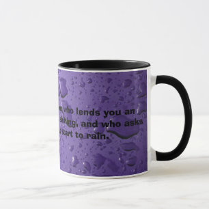 BANKER - lustige lila Regentropfengraphik der Tasse