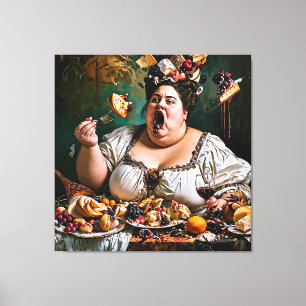 "Bankett des Chaos" Surreal farbenfrohe Kunst Leinwanddruck