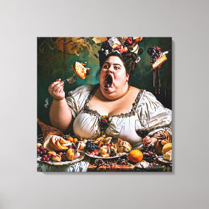"Bankett des Chaos" Surreal farbenfrohe Kunst Leinwanddruck