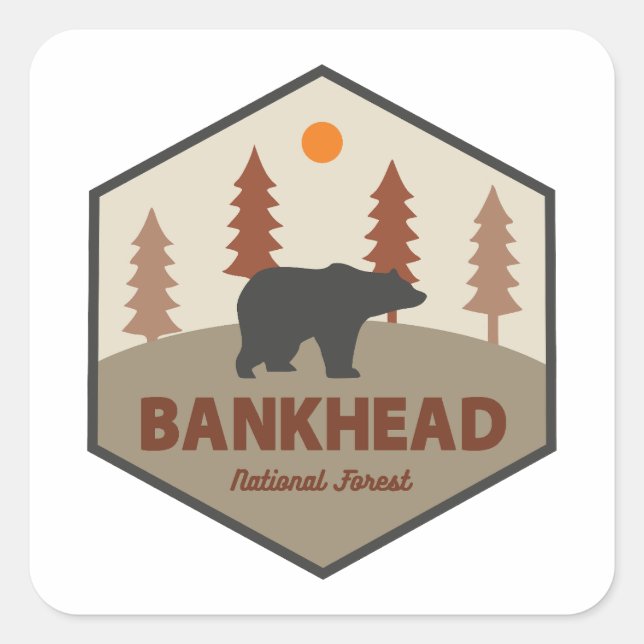 Bankhead National Forest Alabama Bear Quadratischer Aufkleber (Vorderseite)