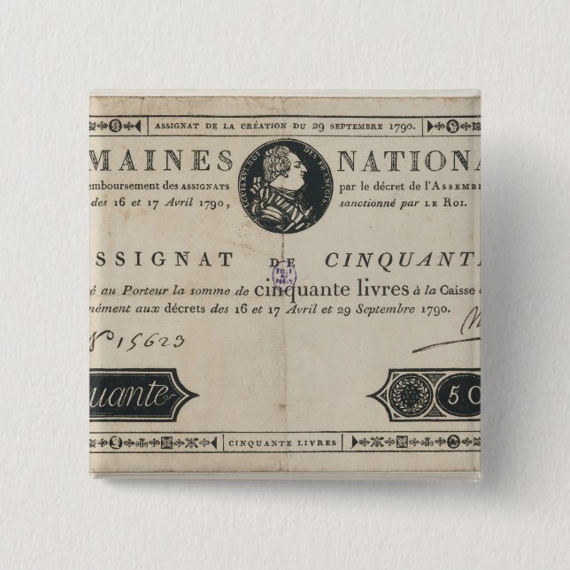 Banknote mit 50 Livren, am 29. Oktober 1790 Button (Vorderseite)