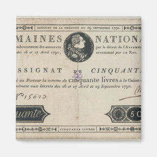 Banknote mit 50 Livren, am 29. Oktober 1790 Magnet