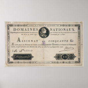 Banknote mit 50 Livren, am 29. Oktober 1790 Poster