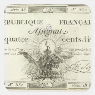 Banknote mit vierhundert Livren, am 21. September Quadratischer Aufkleber