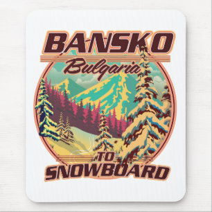 Bankso Bulgarien auf Snowboard-Logo Mousepad