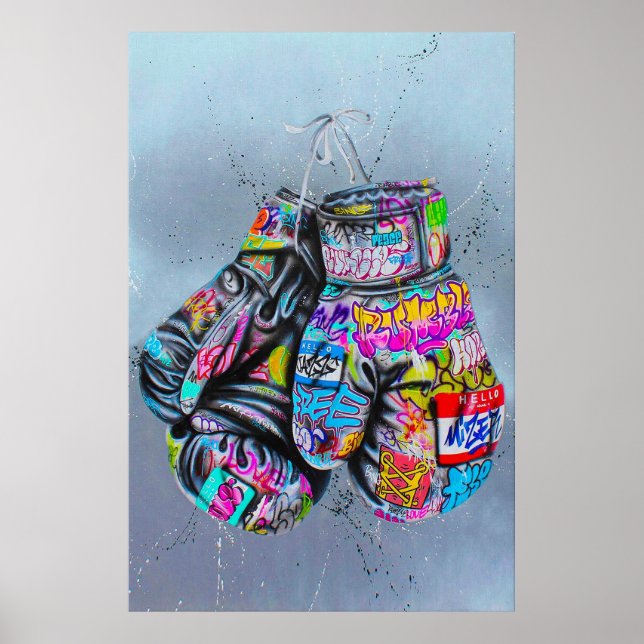 Banksy Boxing Gloves Poster, Banksy Graffiti Strea Poster (Vorne)
