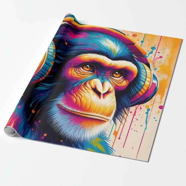Banksy DJ Monkey Gorilla Geschenkpapier (Ungerollt)