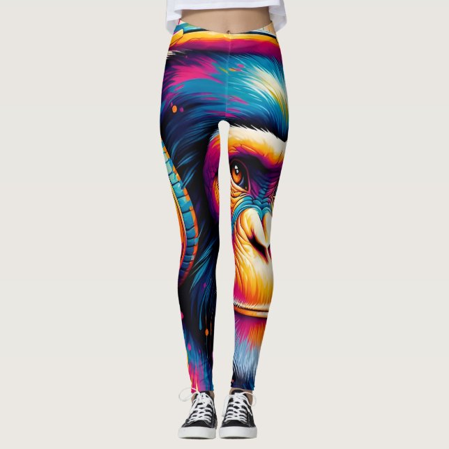 Banksy DJ Monkey Gorilla Leggings (Vorderseite)