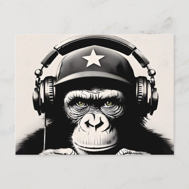 Banksy DJ Monkey Gorilla Postkarte (Vorderseite)